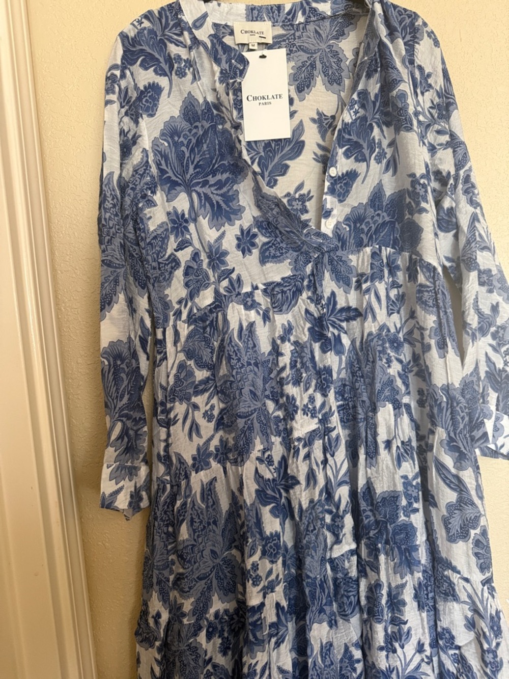 Choklate Paris Blue Floral Tiered Maxi Dress - Picture 2 of 4
